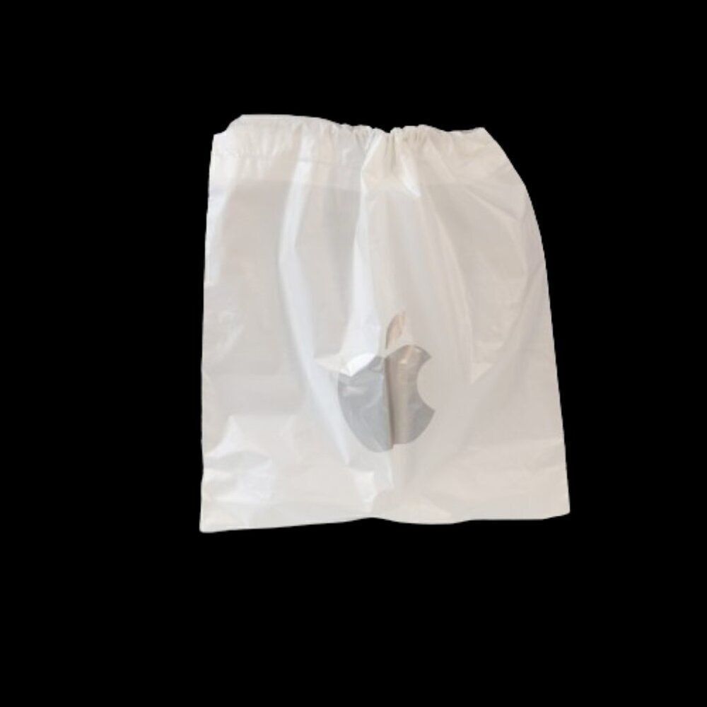 Genuine Apple Silver Logo Store Plastic Drawstring Bag - Picture 2 of 4